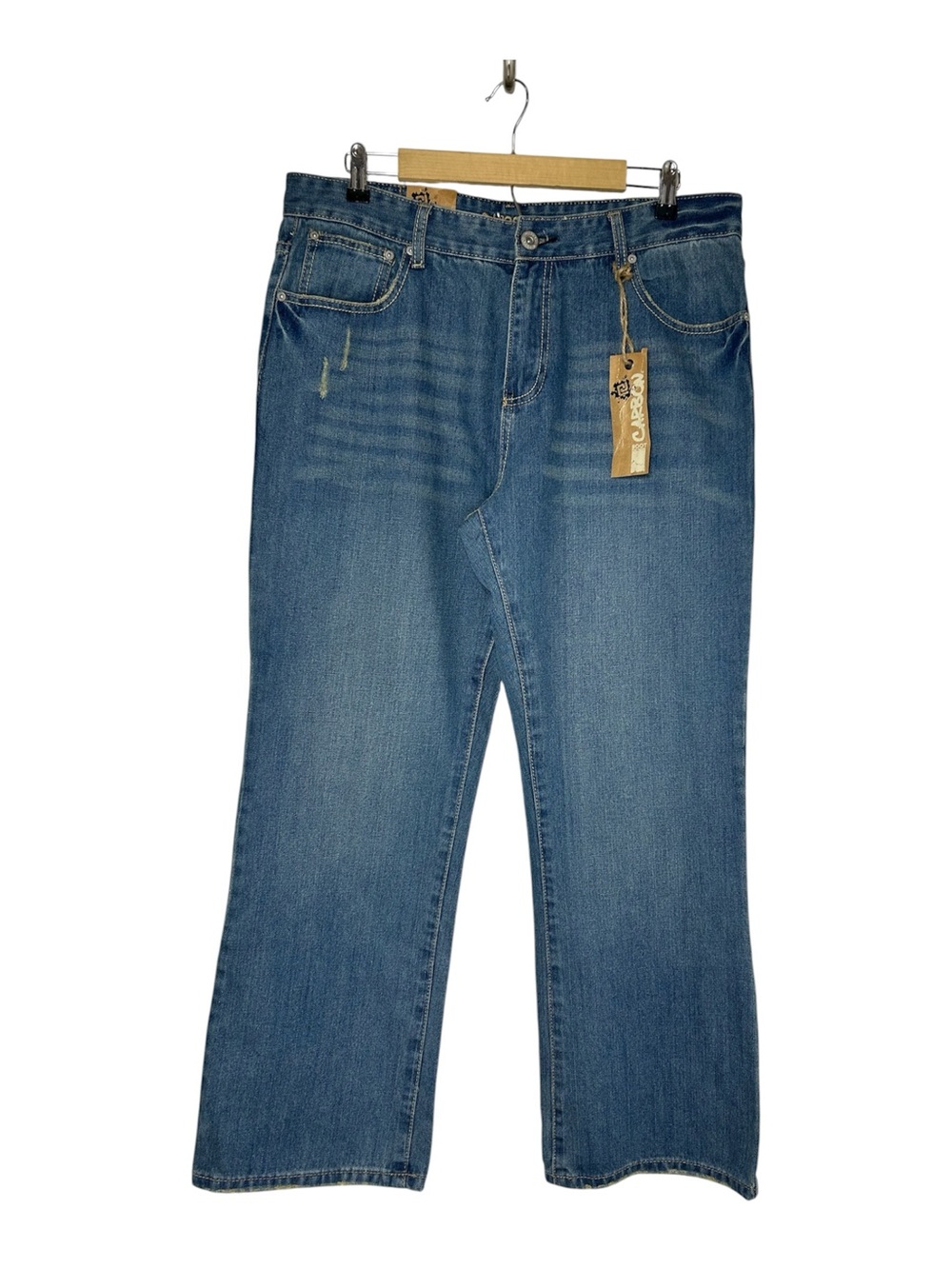 Carbon Men’s Cotton Blue Wash Distress Details Boot Denim Jeans 34 x 30
